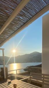 a view of the ocean from a house with a deck at Astra Serifos in Livadi