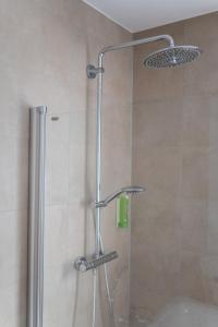 a shower with a glass door in a bathroom at 80 Quadratmeter Komfortzone in Braunlage