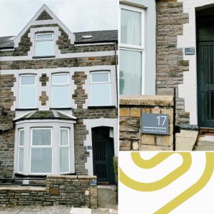 uma colagem de três imagens de uma casa em Richmond Apartments by Switchback Stays em Cardiff