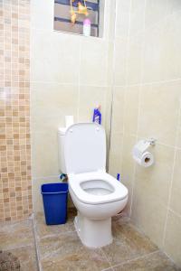 a bathroom with a white toilet in a room at West Suites Sherry Homes in Nairobi