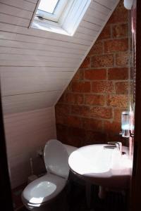 a bathroom with a toilet and a sink at Pension Anna in Veľká Lomnica