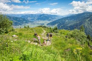 grupa ludzi spacerujących po górskim szlaku w obiekcie Superior Sport und Familienresort Alpenblick w mieście Zell am See