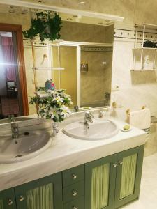 een badkamer met een wastafel en een spiegel bij Casa Luisa in Granada