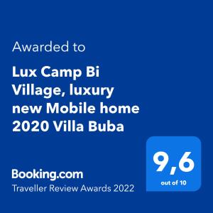 une capture d'écran du camp de luk, un nouveau mobile home de luxe dans l'établissement Lux Camp Bi Village, Mobile home Villa Buba, à Fažana