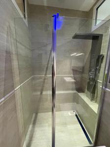 a shower with a glass door in a bathroom at Gallo Superior in Nice