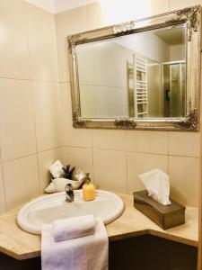 bagno con lavandino e specchio di Castel Sant'Angelo Inn a Roma