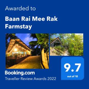 Сертификат, награда, вывеска или другой документ, выставленный в Baan Rai Me Rak Organic Farmstay