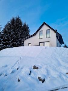 a house on a hill covered in snow at Koniakowo - dom Fino in Koniaków