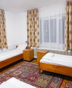 Cette chambre comprend 2 lits et une fenêtre. dans l'établissement Casa Zâna Bună, à Gherla
