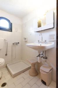 a bathroom with a sink and a shower and a toilet at Argo Studios in Malia