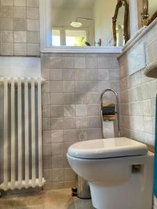 a bathroom with a white toilet and a radiator at La Viste - SPA-JACUZZI - MASSAGE- SAUNA - 4 SAISONS - Piscine Chauffée Toute l'année - Heated POOL - 800m City Centre in Nyons +95 photos