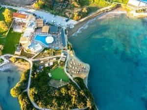 an aerial view of a resort next to the ocean at Del Mare Beach Hotel in Sidari