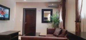 Μια τηλεόραση ή/και κέντρο ψυχαγωγίας στο Comfy & Spacious Apartments