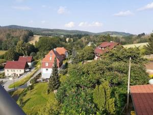 ゼープニッツにあるSchöne und ruhige Ferienwohnung in Ottendorfの家並木の集落の空中