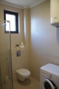 a small bathroom with a toilet and a window at Engora 5 in Petrovac na Moru +5 photos