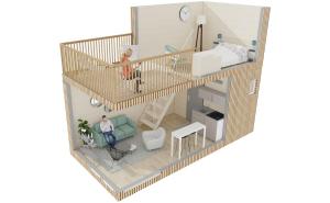 a rendering of a room with a bed and a woman at Le LODGE De La Sainte Baume in Plan dʼAups