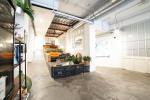 a living room with a couch and a table at Koba Hostel in San Sebastián