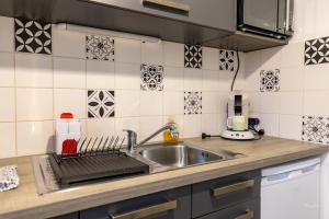 cocina con fregadero y encimera en Chez Gaspéli en Saumur