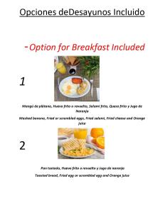 une image d'une recette pour le petit-déjeuner inclus dans l'établissement Royal Palace Hotel, à Saint-Domingue