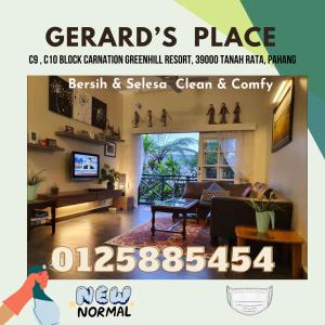 a flyer for a room with a living room at Gerard's "Backpackers" Roomstay No Children Adults only in Cameron Highlands