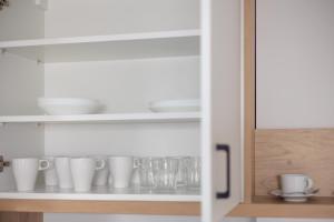 Kuchyň nebo kuchyňský kout v ubytování Aparthotel Esencja Warszawy Nowy Świat