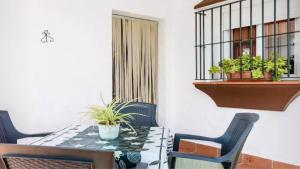 コニル・デ・ラ・フロンテーラにあるCasa Colada 3のバルコニー(植物付きのテーブルと椅子付)