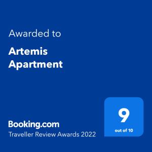 Un certificat, premiu, logo sau alt document afișat la Artemis Apartment - nice, family friendly and cozy