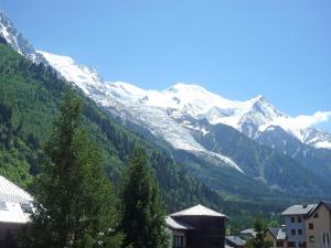 a view of a mountain with snow capped mountains at Apartment Le Grépon-1 by Interhome in Chamonix