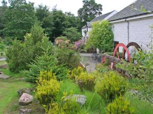 a garden with flowers and plants in front of a house at Holiday Home Lorn Mill-3 in Balloch