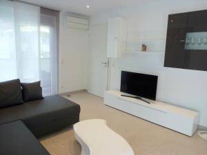 a living room with a couch and a flat screen tv at Apartment Brake by Interhome in Offenburg