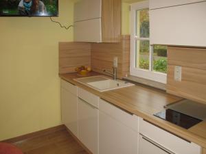 una cucina con un lavandino e una finestra di Holiday Home Altes Taubenhaus by Interhome a Zarrentin
