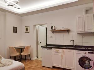 a kitchen with a sink and a washing machine at St Moscow Suites Taksim in Istanbul