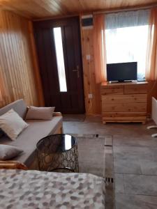 Televízia a/alebo spoločenská miestnosť v ubytovaní Mátyás Apartman