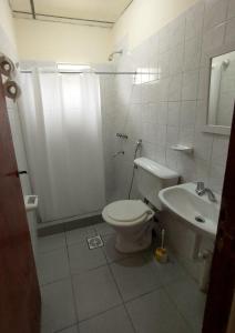 a bathroom with a toilet and a sink at Departamentos Araoz in Salta