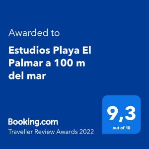 Сертифікат, нагорода, вивіска або інший документ, виставлений в Estudios Eucalyptal El Palmar a 100 m del mar