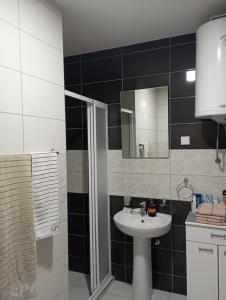 a bathroom with a sink and a mirror at Jasna Apartman in Vrnjačka Banja +31 photos