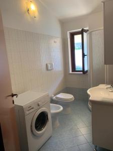 a bathroom with a washing machine and a toilet at Appartamenti Santa Domenica in Santa Domenica