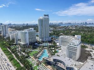 an aerial view of a city with tall buildings at Studio at Sorrento Residences- FontaineBleau Miami Beach home in Miami Beach