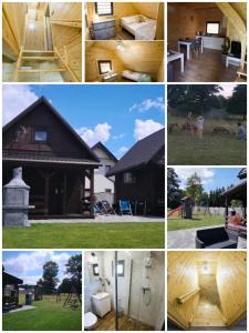 a collage of photos of a house and houses at Domki Całoroczne Danielowa Ostoja-Zator,Palczowice in Zator