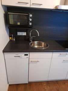 Kuchyň nebo kuchyňský kout v ubytování Ferienhaus Kolbnitz