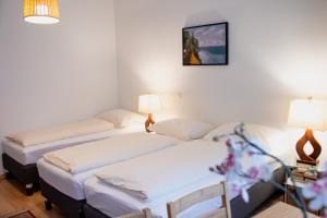 Posteľ alebo postele v izbe v ubytovaní Pension Hotel Mariahilf