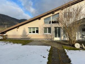 a house with snow in front of it at Appart sympa ! in Sonceboz