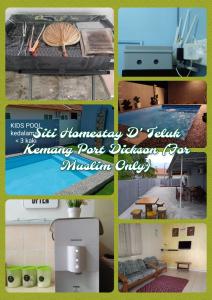 uma colagem de fotos de diferentes tipos de mobiliário em SITI HOMESTAY D' TELOK KEMANG PORT DICKSON (MUSLIM HOMESTAY) em Porto Dickson