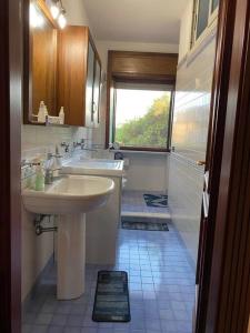 een badkamer met een wastafel en een douche bij Casa vacanze parco dei fiori in Scafati