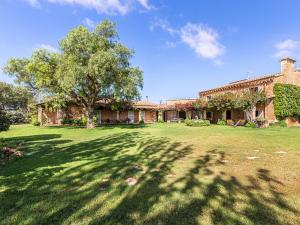 una casa con un gran patio con un árbol en Outstanding Finca RÚSTICA FELOSTAL with Sauna&Pool, en Son Ferriol