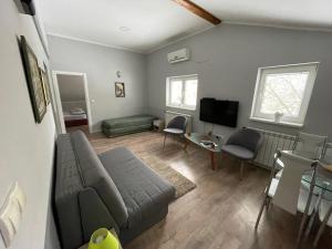 a living room with a couch and a tv at Apartments Don in Belgrade