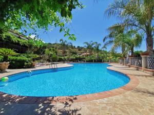 a swimming pool in a resort with trees at Agriturismo Brace in Santa Domenica