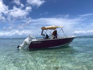 um barco na água no oceano em Papeete happiness pool and spas em Papeete
