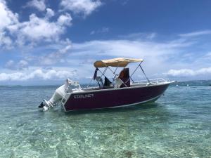 a boat in the water in the ocean at Papeete happiness pool and spas in Papeete