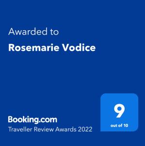 Certifikát, hodnocení, plakát nebo jiný dokument vystavený v ubytování Rosemarie Vodice